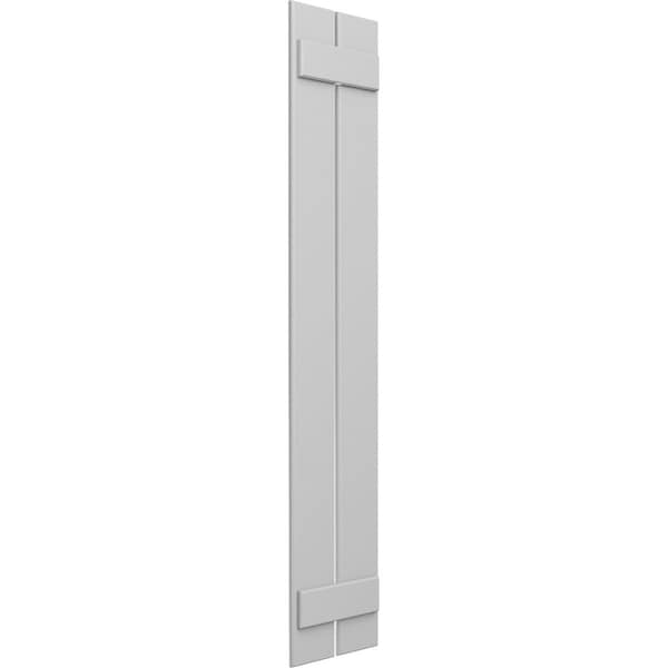 True Fit PVC Two Board Spaced Board-n-Batten Shutters, Hailstorm Gray, 11 1/4W X 60H